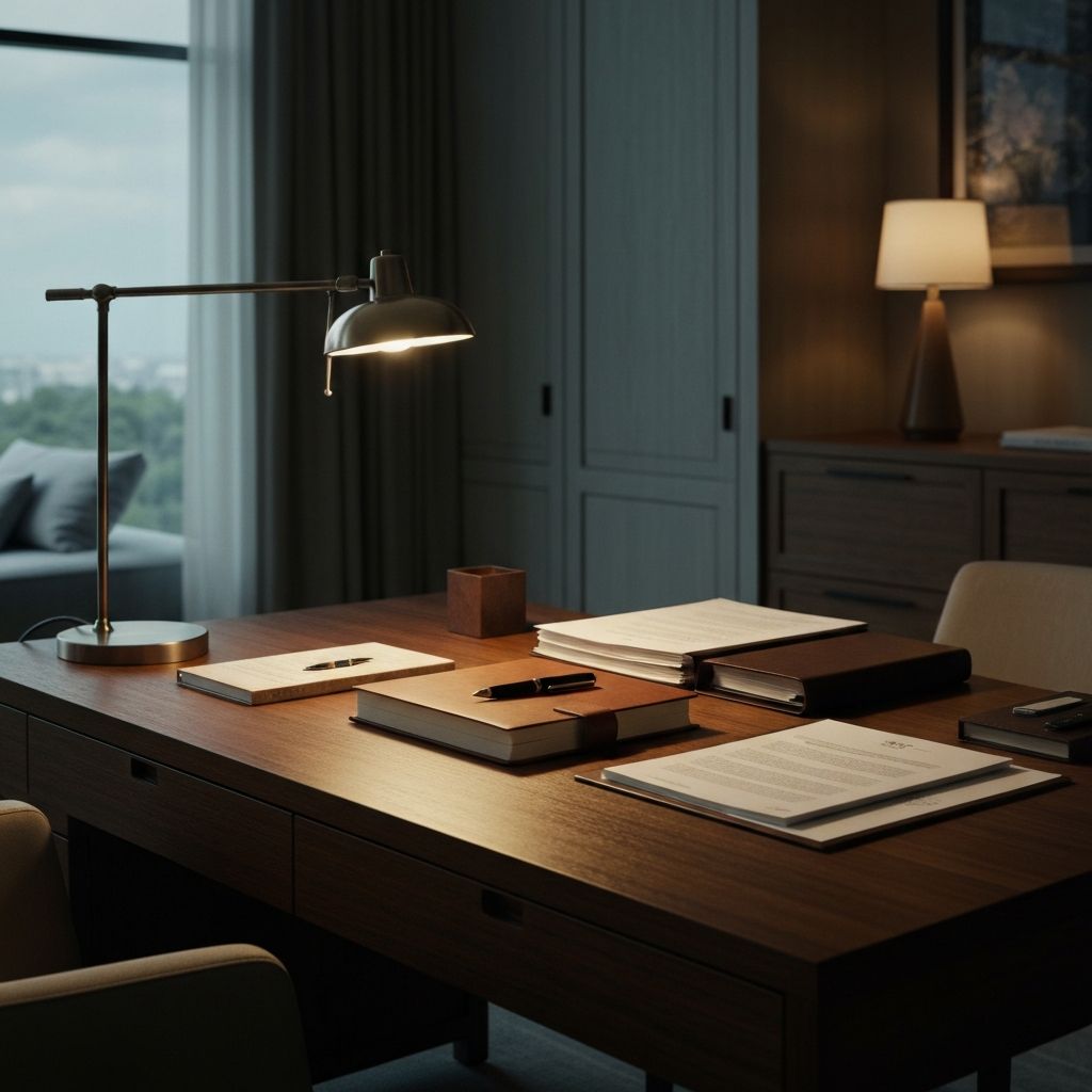 Estate management planning documents at a luxury residential property